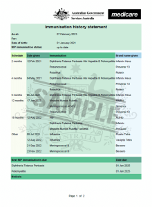 Sample Immunisation Statement